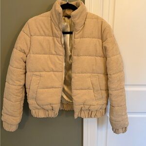 Tan Corduroy Puffer Jacket